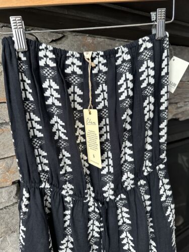 NWT Elan Aztec Black White Sz Small Strapless Cropped Pant Jumpsuit Romper - Picture 2 of 11
