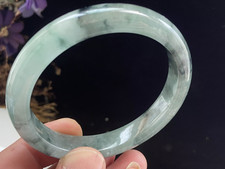 Certified Natural Grade AAA Ice Green Burmese Jade jadeite bracelet 60MM6196