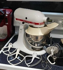 LOCAL P/U BOYNTON BEACH FL VTG KitchenAid KSM90 Mixer White Bowl and Attachments