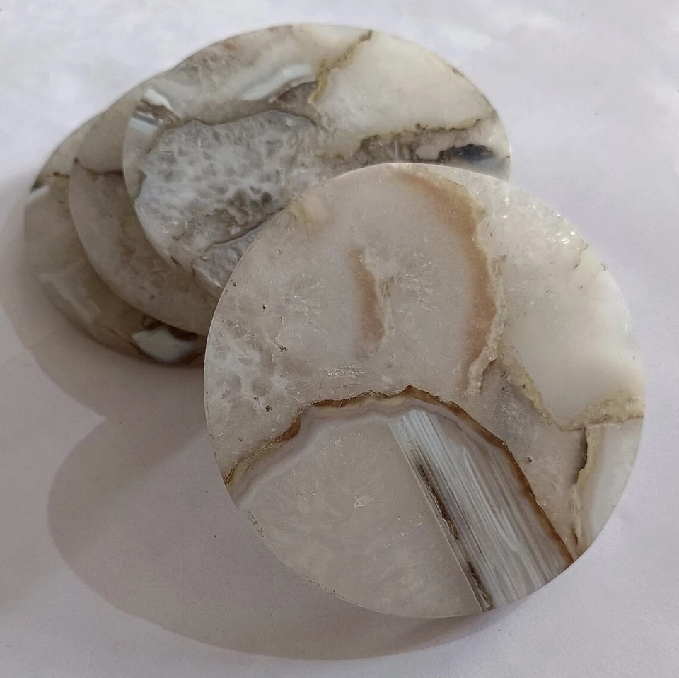 Posavasos de piedra de ágata - Platos con soporte de vidrio para bebidas para decoración de cocina y regalos para el hogar Foto 2 de 4