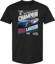 NEW 2025 KYLE LARSON NASCAR OFFICIAL SERIES CHAMP BLACK SS TEE SHIRT L6406