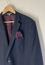 Express Blazer Jacket Men's 44R Navy Photographer Fitted Casual Modern Stripes