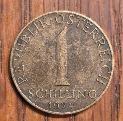1974 Austria 1 Schilling, Denomination, 3 Edelweiss Flowers