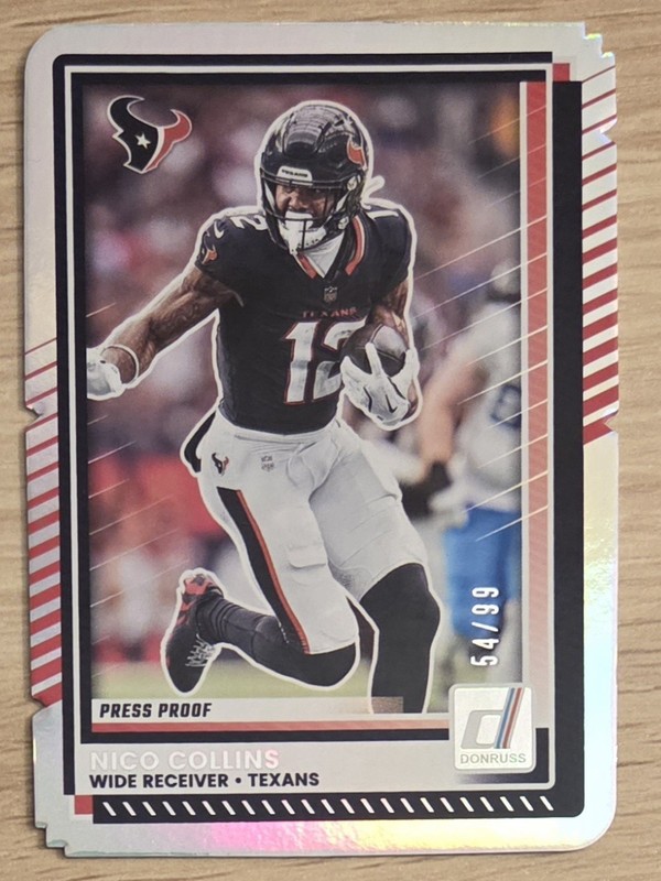 2025 Donruss Nico Collins /99 SILVER PRESS PROOF DIE-CUT SP #206 Texans