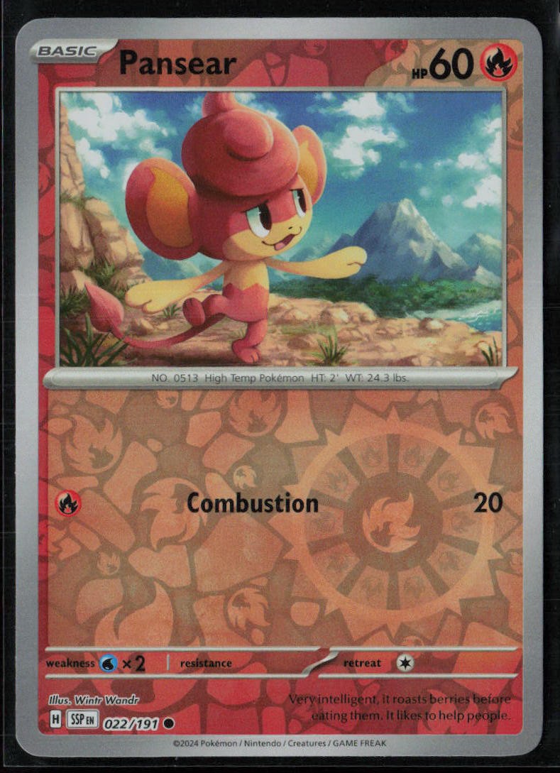 PANSEAR 022/191 Common Surging Sparks Pokemon Reverse Holo Near Mint