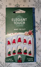 NUEVO EN CAJA ELEGANTE TOQUE ¿QUÉ EL ELFO? NAVIDAD FESTIVO UÑAS POSTIZAS
