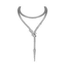 Gothic Punk Flexible Snake Choker Strand Necklace for Costume, Shiny Rhines - 03