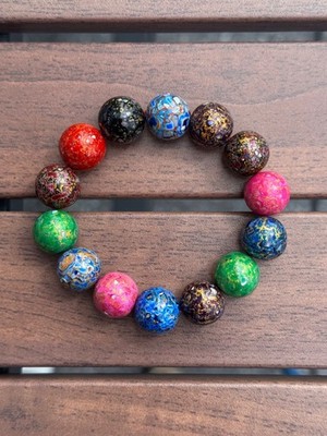 Dragon Nebula Multi-Color Lacquer Bead Bracelet | 0.55 in Beads | Stretchable
