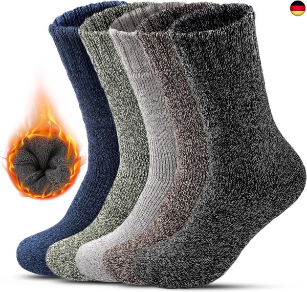 Forvevo Thermosocken Herren 5 Paar,60% Wollsocken Herren,Warme Wintersocken,-image