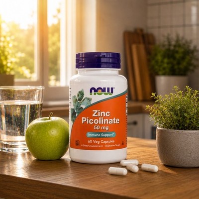 NOW Foods Zinc Picolinate 50 mg, 60 Veg Caps, Für Immunsystem,Testosteronbalance