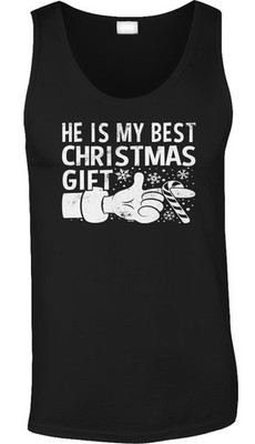 He Is My Best Christmas Gift Boyfriend Girlfriend Couples Set Holiday Mens Tank