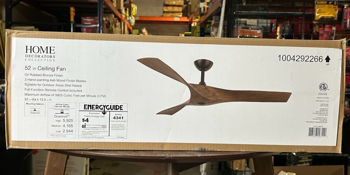 Home Decorators Wesley 52 in. Oil Rubbed Bronze Ceiling Fan with Remote Control