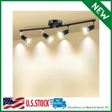 Track Lighting Kit 4 Head Foldable Ceiling Spot Light 4 Lights Matte Black Lamp