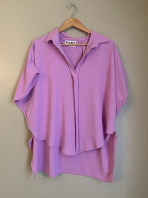 Bucket List pink blouse button down Top Shirt Spring Easter Office Size Large