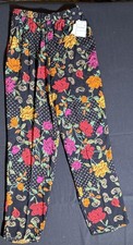 Vintage Index by Melrose Dress Pants Women  s Medium Floral Print Black Pant NWT
