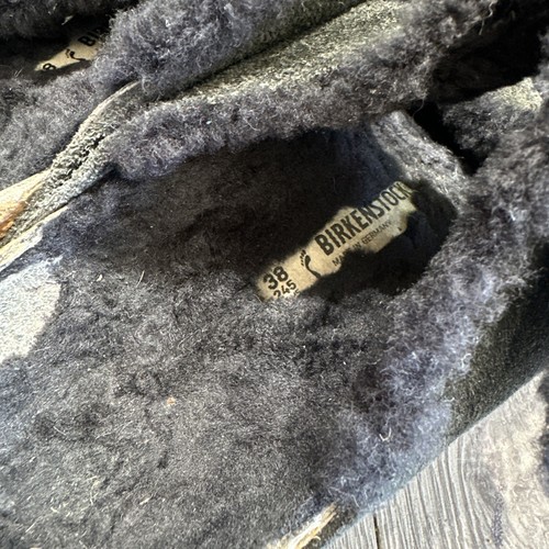Birkenstock Arizona Shearling Lined Fur Suede Leather Sandals Womens 38/7 Black - Picture 9 of 9