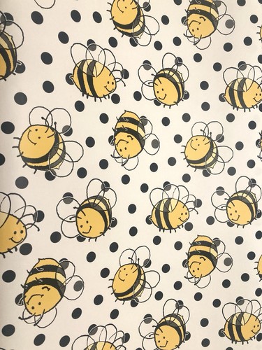 Bumble Bee Gift Wrap Roll Vtg Shamrock Brand In Box Polka Dot 24” Wide Whimsical
