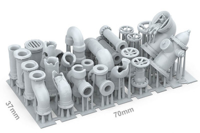 AK Interactive Basing Bits 28mm/32mm Wargame Scenery Industrial Pipes 23pcs