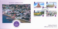 2022 Falkland Islands FDC Architecture Stamps Stanley Jubilee City FDC P/M FOX B