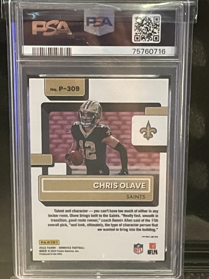 2022 Panini Donruss (RC) Chris Olave #P-309 Optic Preview Red Green PSA 10 - Image 2 of 2