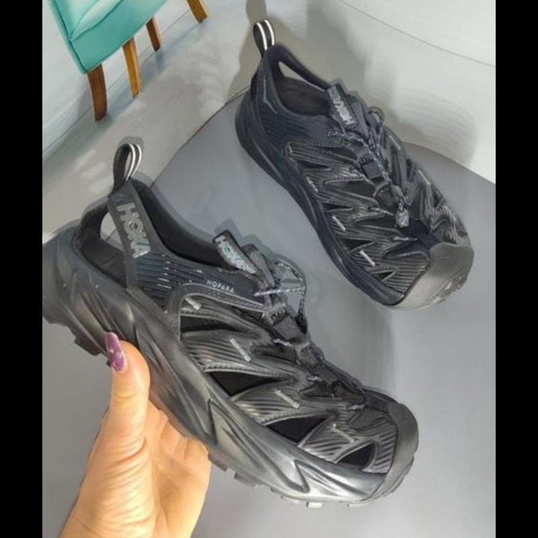 Men Hoka Sandals Black 44