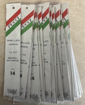 Pucci Snelled Hooks Size 14 Nickel Octopus 6 Per Pack Lot Of 25 New