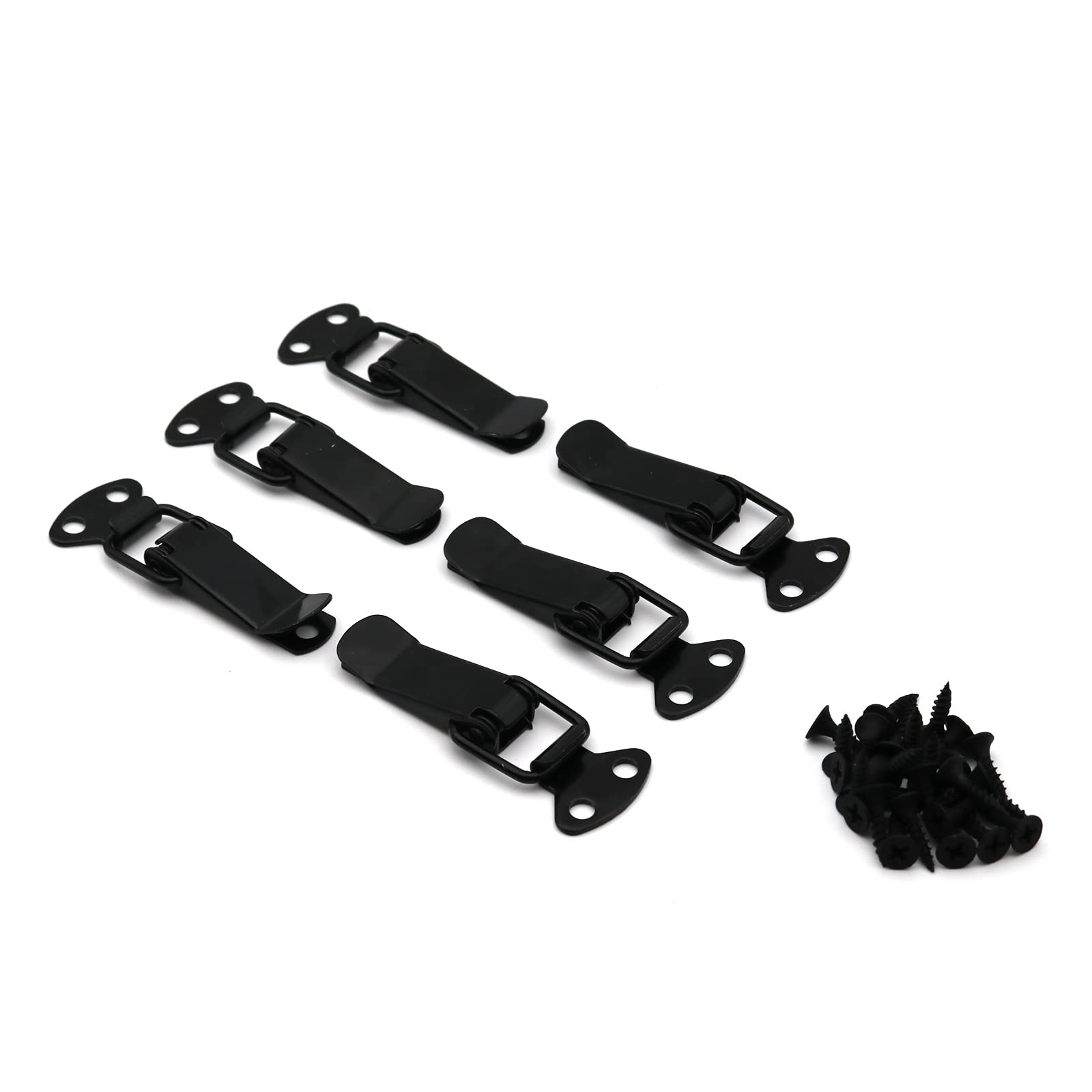 Black Toggle Latch, (6 Pack 75mm Overall Length) Stainless Steel Spring Loade...