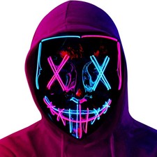 Halloween Mask LED Light up Mask Scary mask for Festival Cosplay Halloween Co...