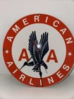 American Airlines Vintage Enamel Porcelain Clock Sign 11.75"  Works