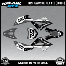 Graphics Kit for  Kawasaki KLX110 KLX110R/RL (2010-2024) Rail - WHITE