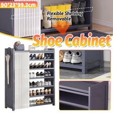 Bamboo Shoe Storage Cabinet with Dust Proof Curtain Space Saving for Hallway AU