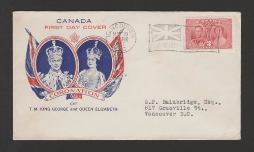 Canada 1937 coronation FDC attractive colorful cachet