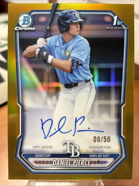 Daniel Pierce 2026 1st Bowman Chrome True Gold Auto 08/50 Rookie Card RC TB Rays