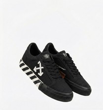 Off-White c/o Virgil Abloh Vulcanized Low Sneakers Black Canvas Striped EU 38/ 7