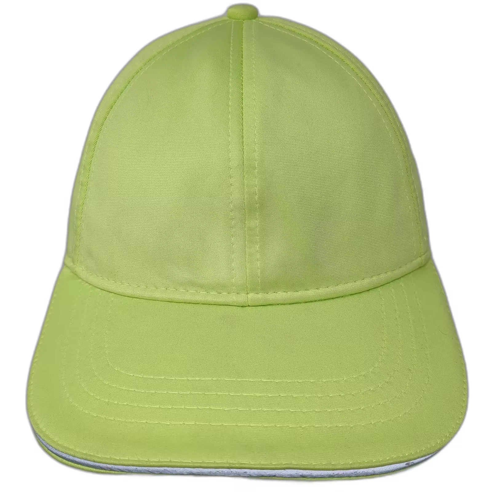 Baseball Cap Green Gray One Size Reflective Trim Adjustable Slideback Strap Hat