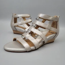 Sofft Rio Il Gladiator Sandals Womens 6 M Metallic Pewter Zip Shoes Boho 