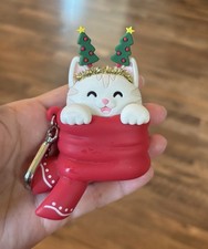 Bath Body Works Holiday Kitty Cat Pop Up PocketBac Holder Key Chain READ