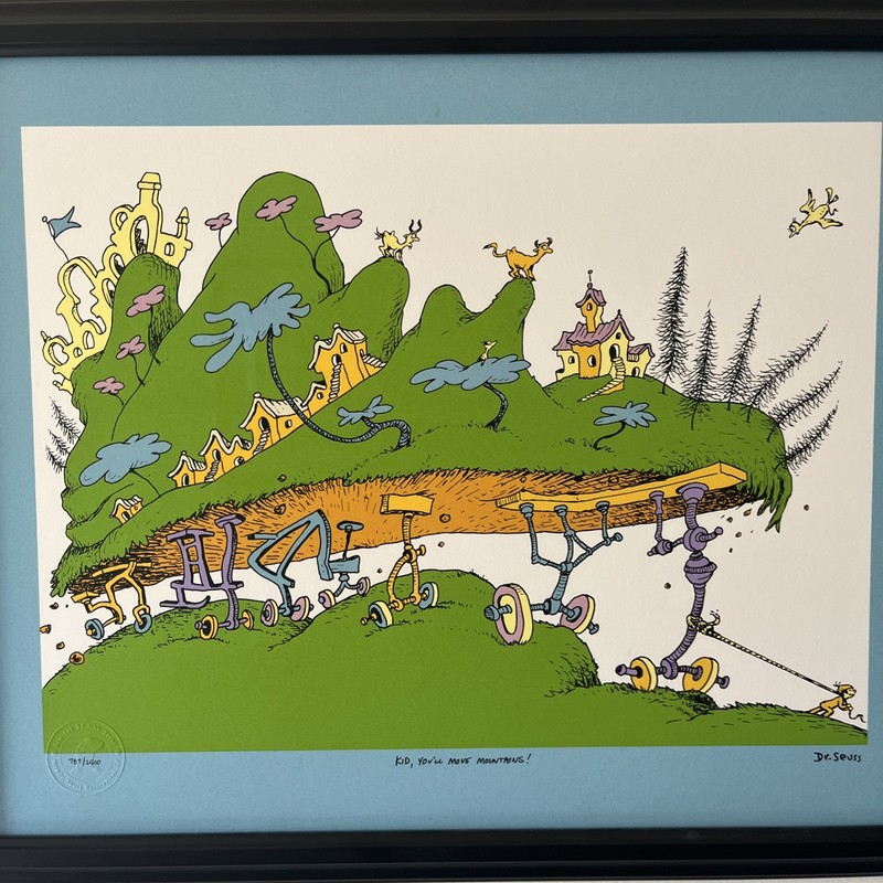 Dr. Seuss “Kid, You’ll Move Mountains!” Framed Serigraph Limited Edition Rare