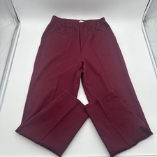Vtg Denim & Company Women's Pants Size M Burgundy Elastic Waist Pull-On USA Made