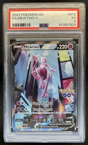 2022 Pokemon SWSH Pokemon GO Mewtwo V Full Art #072/078 PSA 5