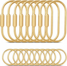8 Pack Gold Brass Carabiner Key Rings, Screw Lock Keychain Clips, Bag Charm Hold