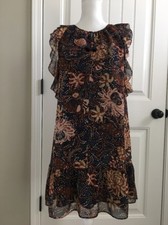 New Madewell Lily Ruffle Dress in Sea Floral Multi Sz M G6471
