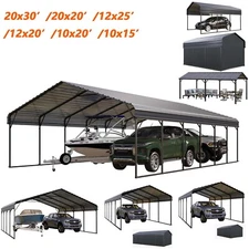 Metal Carport Heavy Duty Car Shelter Gazebo Garage 20x30' 20x20' 12x25' 12x20'