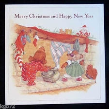 Leanin Tree Christmas Greeting Card Animals Stockings Chimney Multi Color C42