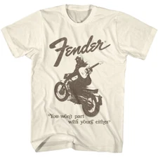 Fender Guitar You Won't Part With Yours Either Man On Motorbike Men's T Shirt