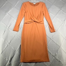 Nine West Women's Long-Sleeved Midi Dress Size M Mocha Stretch Slits