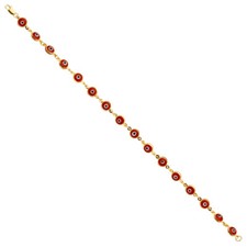 Real 14K Yellow Gold Lucky Red Evil Eye Protection 7.25'' Womens Bracelet Girls