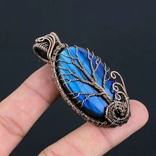 Tree Of Life Labradorite Gemstone Copper Wire Wrapped Pendant Jewelry LC-278