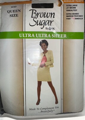 Brown Sugar Leggs Queen Extra Large Ultra Sheer Regular Panty Jet Brown NEW NIP