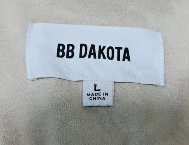 Chaqueta BB DAKOTA abierta frontal envolvente imitación gamuza MOTO BEIGE tostado para mujer talla con LG USADA EN EXCELENTE ESTADO Foto 3 de 4